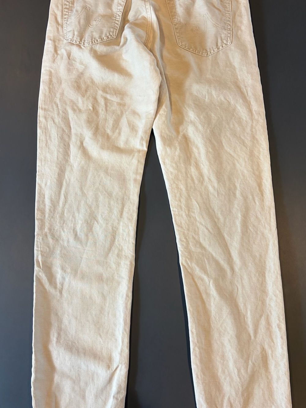 Men's Cream Straight-Leg Jeans 32 x 33 Flaw Read